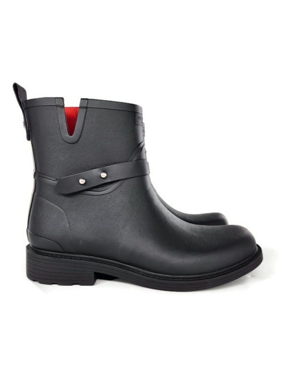 Rag & Bone Black Moto Rubber Waterproof Pull-On Side-Zip Short Ankle Rain Boots - Picture 8 of 16